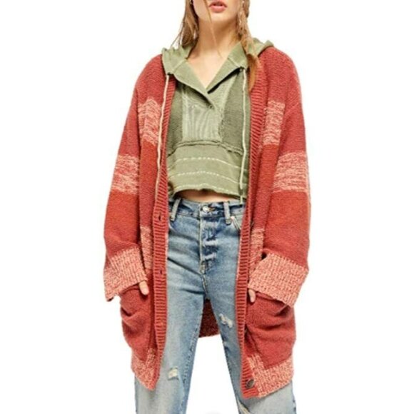 Free People OB1072401 Southport Oversized Beach Cardigan Blushes Combo ( XS ) - Picture 1 of 3